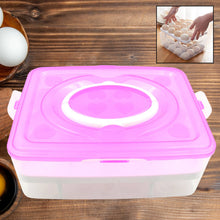 2Layer, 32 Grid Egg Tray with Lid Egg Carrier Holder for Refrigerator, Food Storage Container with Handle (1 Pc )