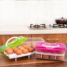 2Layer, 32 Grid Egg Tray with Lid Egg Carrier Holder for Refrigerator, Food Storage Container with Handle (1 Pc )