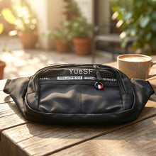 Multi-Pocket Black Waist Bag