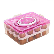 2Layer, 32 Grid Egg Tray with Lid Egg Carrier Holder for Refrigerator, Food Storage Container with Handle (1 Pc )