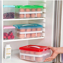 2Layer, 32 Grid Egg Tray with Lid Egg Carrier Holder for Refrigerator, Food Storage Container with Handle (1 Pc )