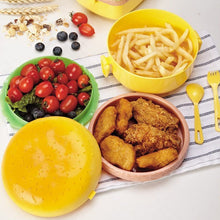 Burger Shape Lunch Box – Double Layer 1000ml Food Container with 2 Spoons for Kids
