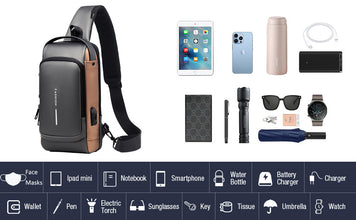 USB Charging Anti-Theft Shoulder Sling – Waterproof Sports Backpack