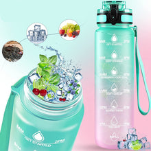 Leakproof gym water bottle with time marker