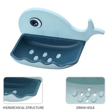 Wall Mounted Fish Design Plastic Soap Case with Drain (2 Section)