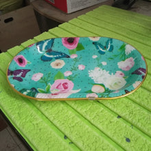 Big Plastic Flower Printed Design Serving Tray (1 Pc / 35 x 24 CM / Mix Color)