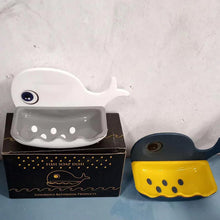 Wall Mounted Fish Design Plastic Soap Case with Drain (2 Section)