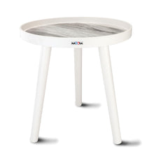 Nayasa Plastic Round Modern Side Coffee Table with an Asthetic Wooden Print
