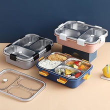 3 Compartment Transparent Stainless Steel Lunch Box for Kids