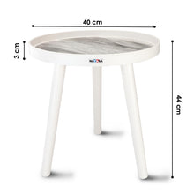 Nayasa Plastic Round Modern Side Coffee Table with an Asthetic Wooden Print