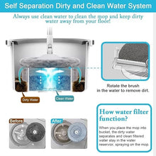 Microfiber Spin Mop & Bucket Set – Includes Wringer, Dual Water Separation System (Clean & Dirty Water), and 2 Replaceable Mop Heads for Easy Floor Cleaning