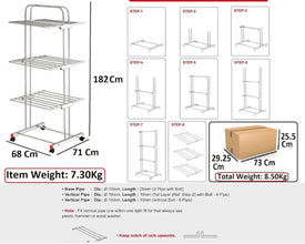 Stainless Steel 3-Tier Foldable Drying Stand – Heavy Duty & Space-Saving