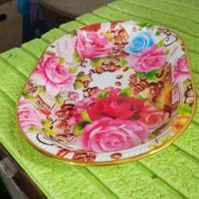 Big Plastic Flower Printed Design Serving Tray (1 Pc / 35 x 24 CM / Mix Color)