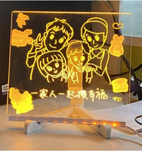 LED Acrylic Message Board with Colorful Lights | Illuminated Dry Erase Board with Stand & 7 Neon Markers for Notes, Memos, Doodles & More (15*15cm)