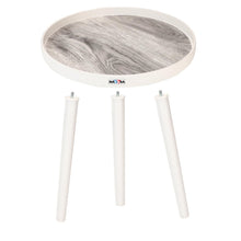 Nayasa Plastic Round Modern Side Coffee Table with an Asthetic Wooden Print