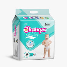 Champs Baby Diaper Pants L (62 Pcs) – 12Hr Leakproof & Anti-Rash