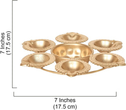 Copper Diya Shape Flower Decorative Bowl for Home