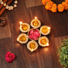 Copper Diya Shape Flower Decorative Bowl for Home
