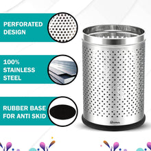 Stainless Steel Perforated Office Dustbin – Round, Pack of 1