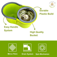 Quick Spin Mop With Steel Spin, Bucket Floor Cleaning, Easy Wheels & Big Bucket, Floor Cleaning Mop with Bucket