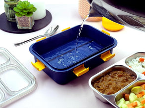 3 Compartment Transparent Stainless Steel Lunch Box for Kids