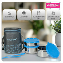 Varmora SS Jumbo Trio Tiffin Set – 3 Steel Containers with Bag