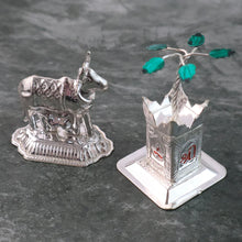 Silver-Plated Kamdhenu Cow & Tulsi Plant Pair – Pooja & Home Décor