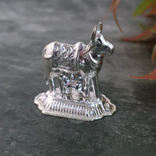 Silver-Plated Kamdhenu Cow & Tulsi Plant Pair – Pooja & Home Décor