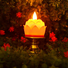 Premium Lotus Shaped LED Flameless Candle with Decorative Holder (1 Pc)