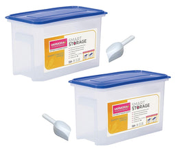 Varmora Smart Storage Containers | Rectangular Plastic Design | Clear Body | Airtight & BPA-Free | 10 KG & 15 KG Capacity