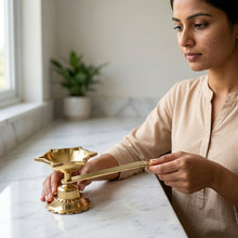 Brass Diya with Handle | Premium Pooja Oil Lamp (2×5 Inch)