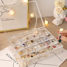 2 layer Acrylic Jewelry Storage Box Dustproof Earring Box, Storage Box Portable Nail Art Storage Case, 24-Grid Small and 6-Grid Big case Makeup Vanity Box (1 Pc / 30 Compartment)