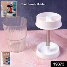 Rotating Bathroom Toothbrush Holder Stand with Organizer Tray & Cup (1 Pc)