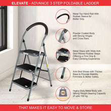 Portable 3-Step Home Ladder – Stable, Anti-Slip Design