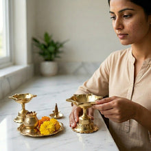 Brass Diya Without Handle | Compact Pooja Oil Lamp (2×1.5 Inch)