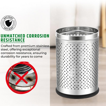 Stainless Steel Perforated Office Dustbin – Round, Pack of 1